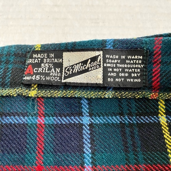 Vintage Tartan Plaid Kilt Skirt and Vtg Trifari Safety Pin Girls S-M 22" Retro - Picture 10 of 15
